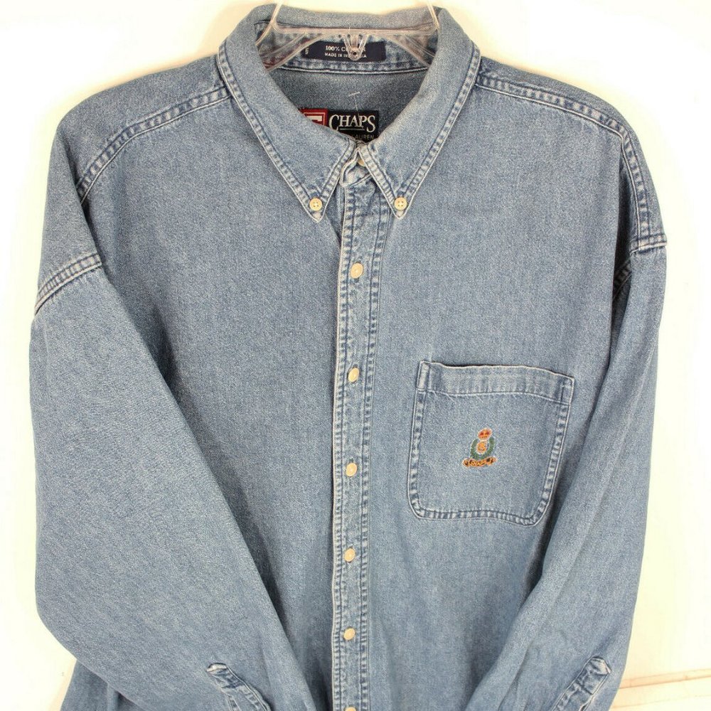 Vintage 90’s Ralph Lauren Chaps Blue Jean Shirt L
